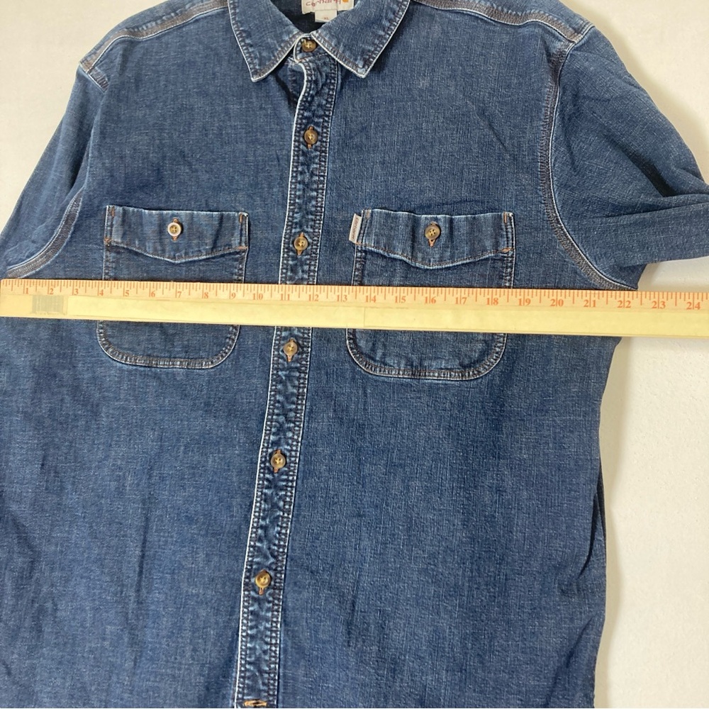 Carthartt Shirt Men's XL Relaxed Fit Blue Denim Cottagecore Workwear Western - Picture 8 of 16